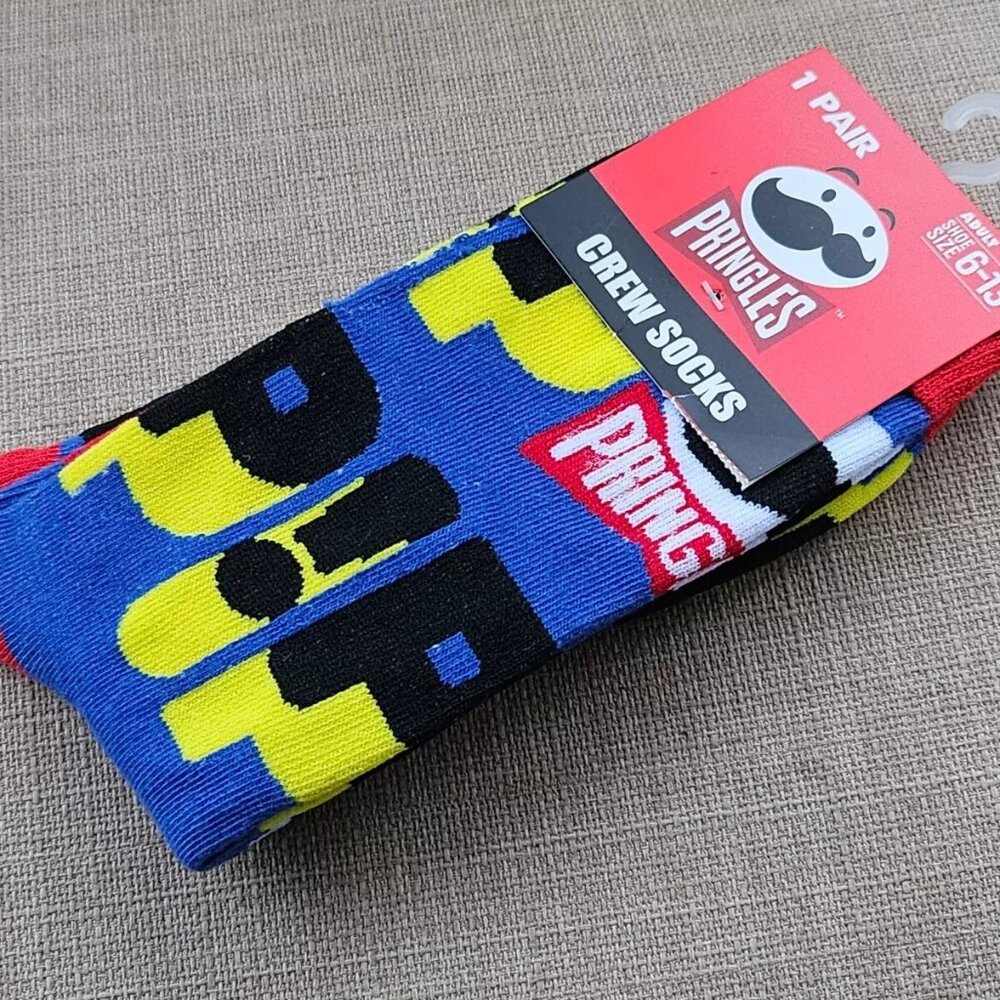 Pringles Men Socks Multi Color Crew Socks Size 10-13 Adult New